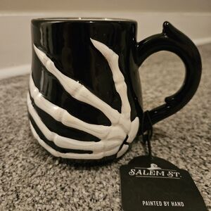 Salem St. Black Skeleton Hand Mug Spooky Halloween